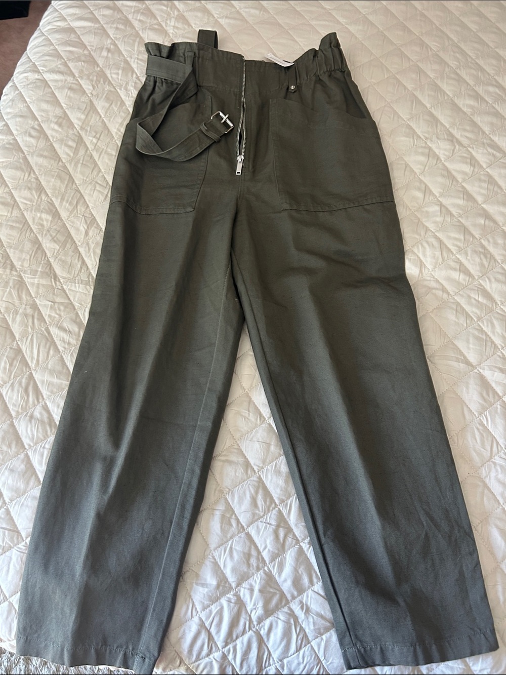 Olive Green Utility Pants with Belt
